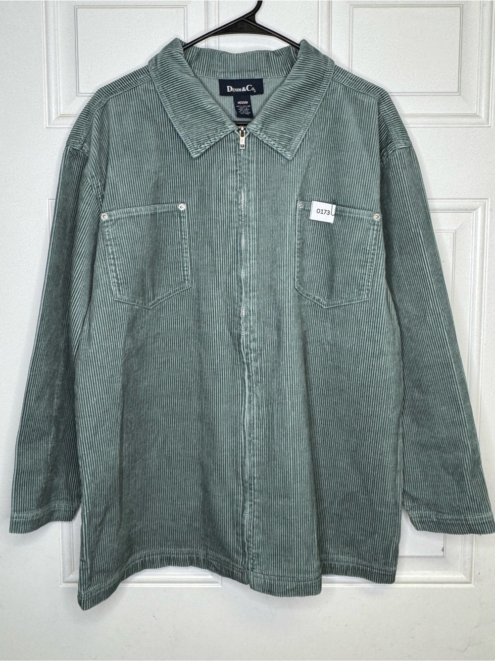 Corduroy Zip-Front Jacket in Sage Green